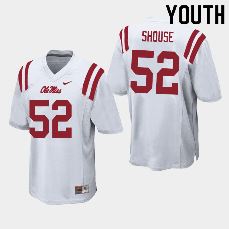 Youth #52 Luke Shouse Ole Miss Rebels College Football Jerseys Sale-White